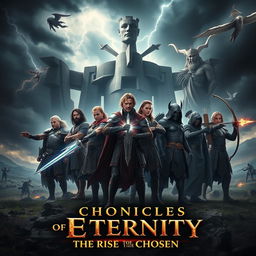 A dramatic film poster for 'Chronicles of Eternity: The Rise of the Chosen'
