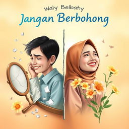 An artistic representation of the theme 'Jangan Berbohong' (Don't Lie), visually conveying the importance of honesty and integrity