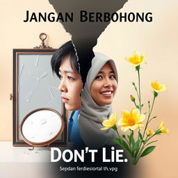 An artistic representation of the theme 'Jangan Berbohong' (Don't Lie), visually conveying the importance of honesty and integrity