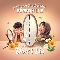 An artistic representation of the theme 'Jangan Berbohong' (Don't Lie), visually conveying the importance of honesty and integrity