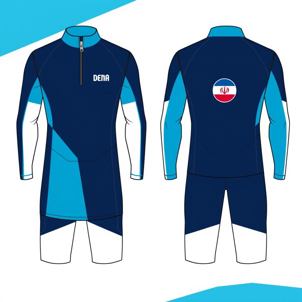 A modern half zip dress designed for a men's swim team named DENA