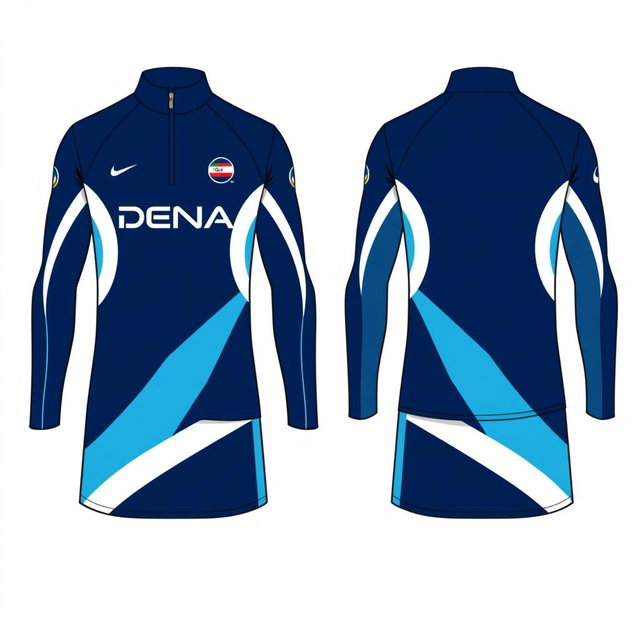 A modern half zip dress designed for a men's swim team named DENA