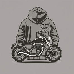 A stylish and modern logo design featuring a detailed silhouette of a motorcycle positioned in front of a hoodie