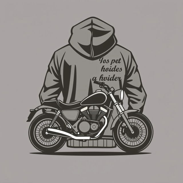 A stylish and modern logo design featuring a detailed silhouette of a motorcycle positioned in front of a hoodie