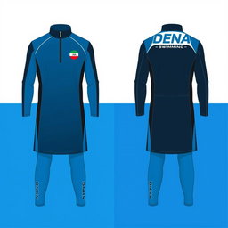 A contemporary half zip dress designed for men, featuring long pants