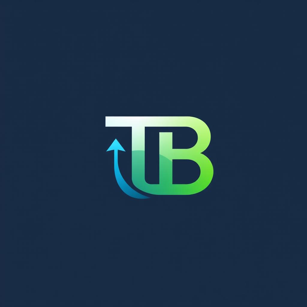 A modern logo design featuring the letters 'TB' creatively intertwined, with a sleek and professional appearance
