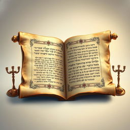 An artistic representation of the Torah, illustrated on a beautifully aged parchment