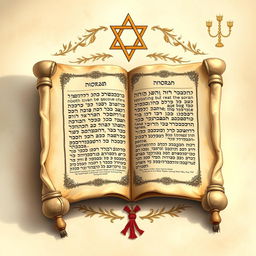 An artistic representation of the Torah, illustrated on a beautifully aged parchment
