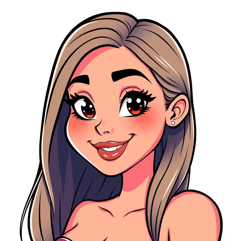 A cartoon vector illustration of a beautiful woman with body goals, featuring her face in a weird and exaggerated pose