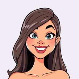 A cartoon vector illustration of a beautiful woman with body goals, featuring her face in a weird and exaggerated pose