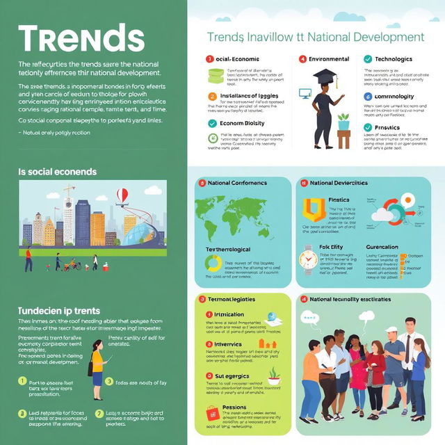 A visually engaging poster highlighting the characteristics of trends and their significance to national development