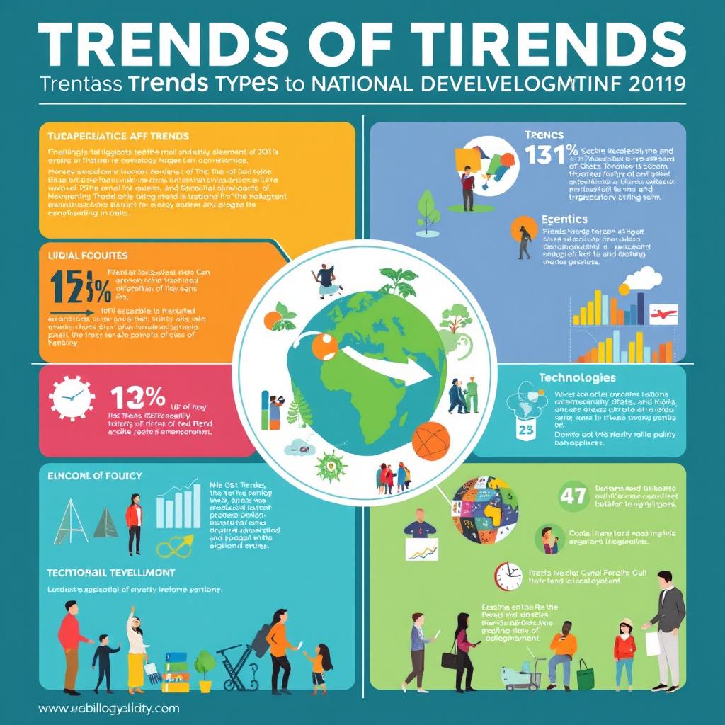 A visually engaging poster highlighting the characteristics of trends and their significance to national development