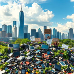 A visually engaging representation of the modern e-waste crisis