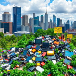 A visually engaging representation of the modern e-waste crisis