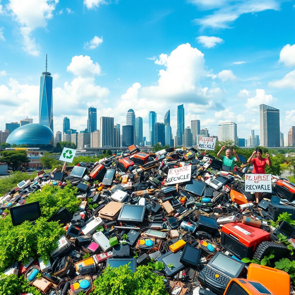 A visually engaging representation of the modern e-waste crisis