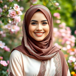 A beautiful woman wearing a stylish hijab, exuding grace and elegance