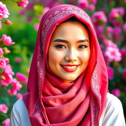 A beautiful woman wearing a stylish hijab, exuding grace and elegance