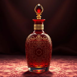 A beautifully designed classic oriental perfume bottle with intricate arabesque patterns and an elegant silhouette