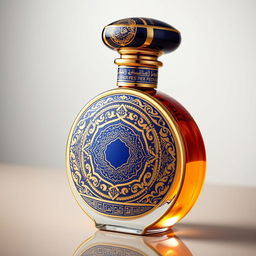 A beautifully designed oval-shaped perfume bottle with an Eastern classical style