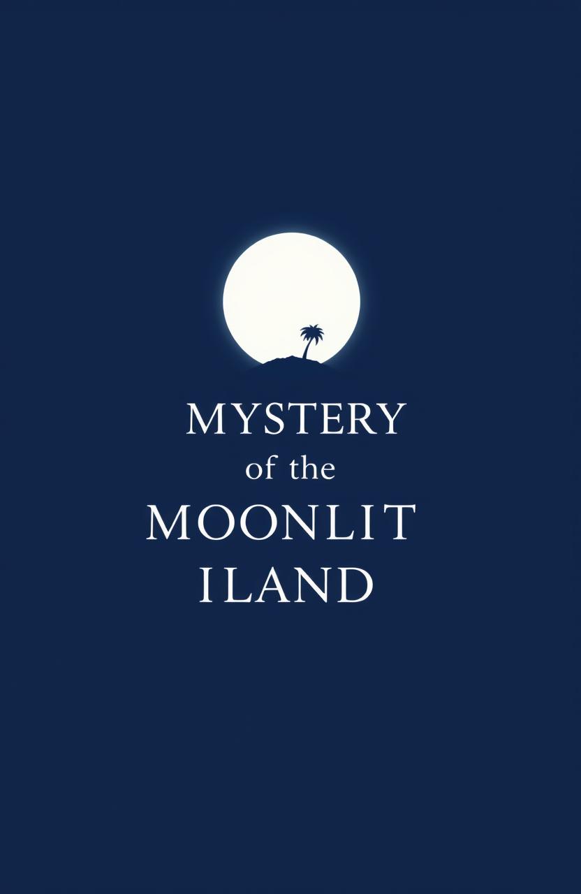 A minimalist book cover for a fantasy adventure novel titled 'The Mystery of the Moonlit Island