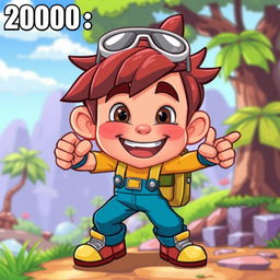 A gaming character from the year 2000 with a vibrant, cartoonish style, featuring a dynamic pose