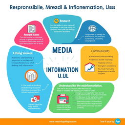 A visually engaging infographic depicting the concept of responsible media and information use