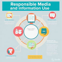 A visually engaging infographic depicting the concept of responsible media and information use