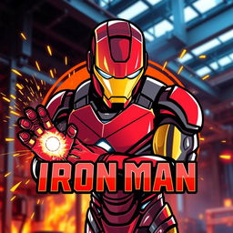 A logo design featuring a welderman inspired by Iron Man from Marvel