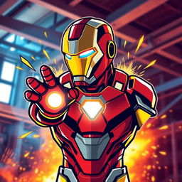 A logo design featuring a welderman inspired by Iron Man from Marvel