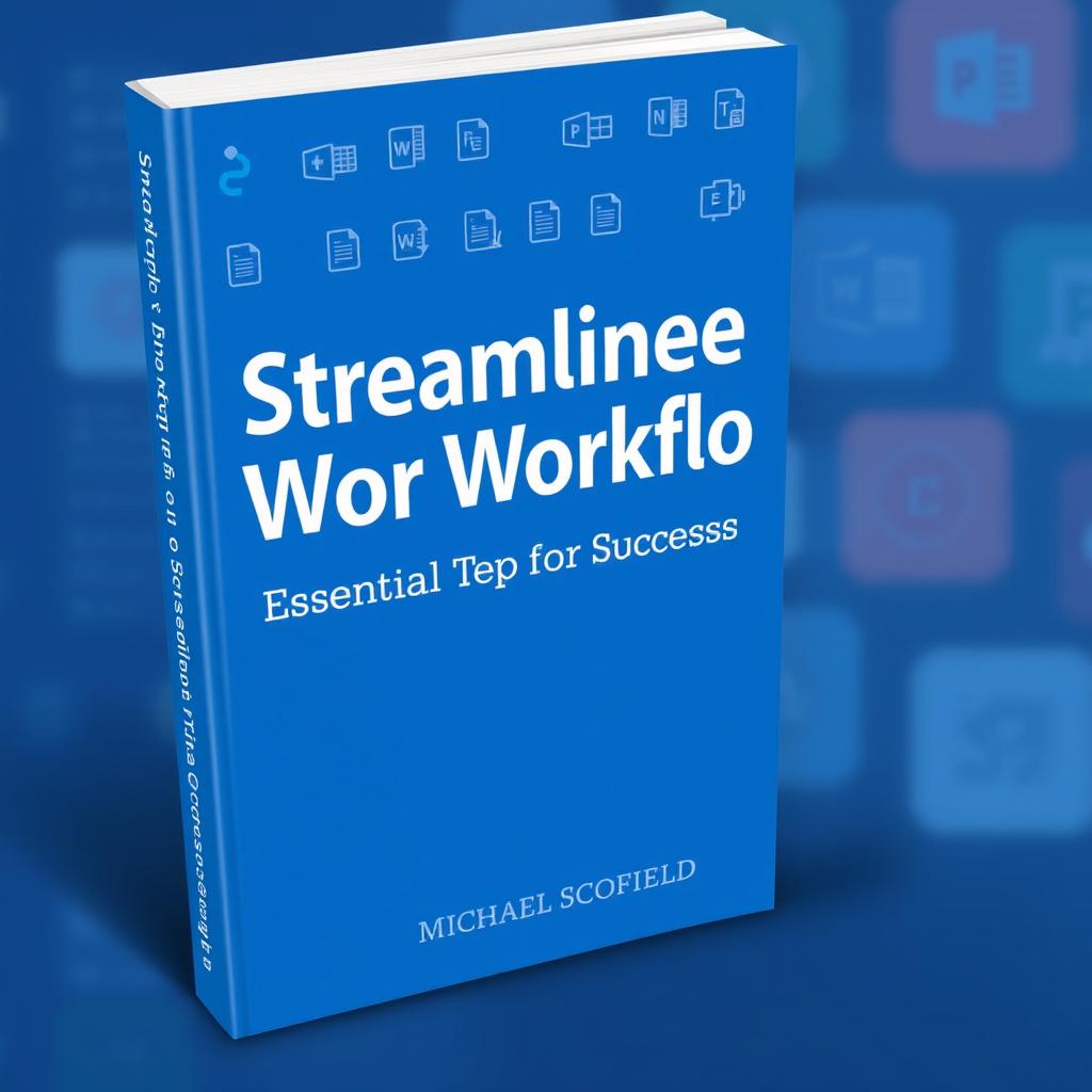 A professional and modern book cover design for a guide titled 'Streamline Your Workflow: Essential Tips for Office 365 Success' by Michael Scofield