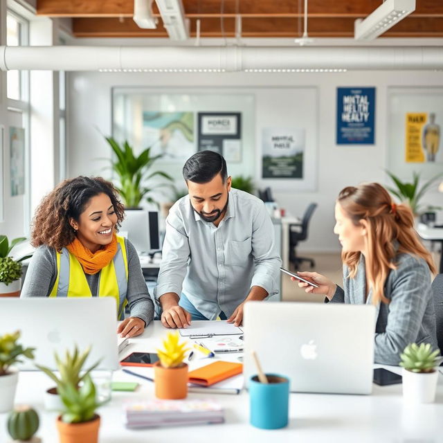 A harmonious scene depicting the connection between occupational safety and mental health