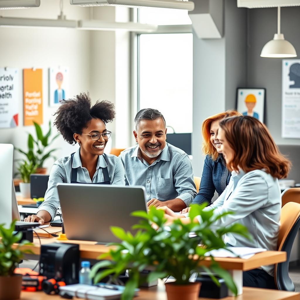 A harmonious scene depicting the connection between occupational safety and mental health