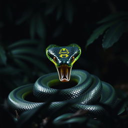 A fierce and angry cobra, coiling its body in an aggressive posture