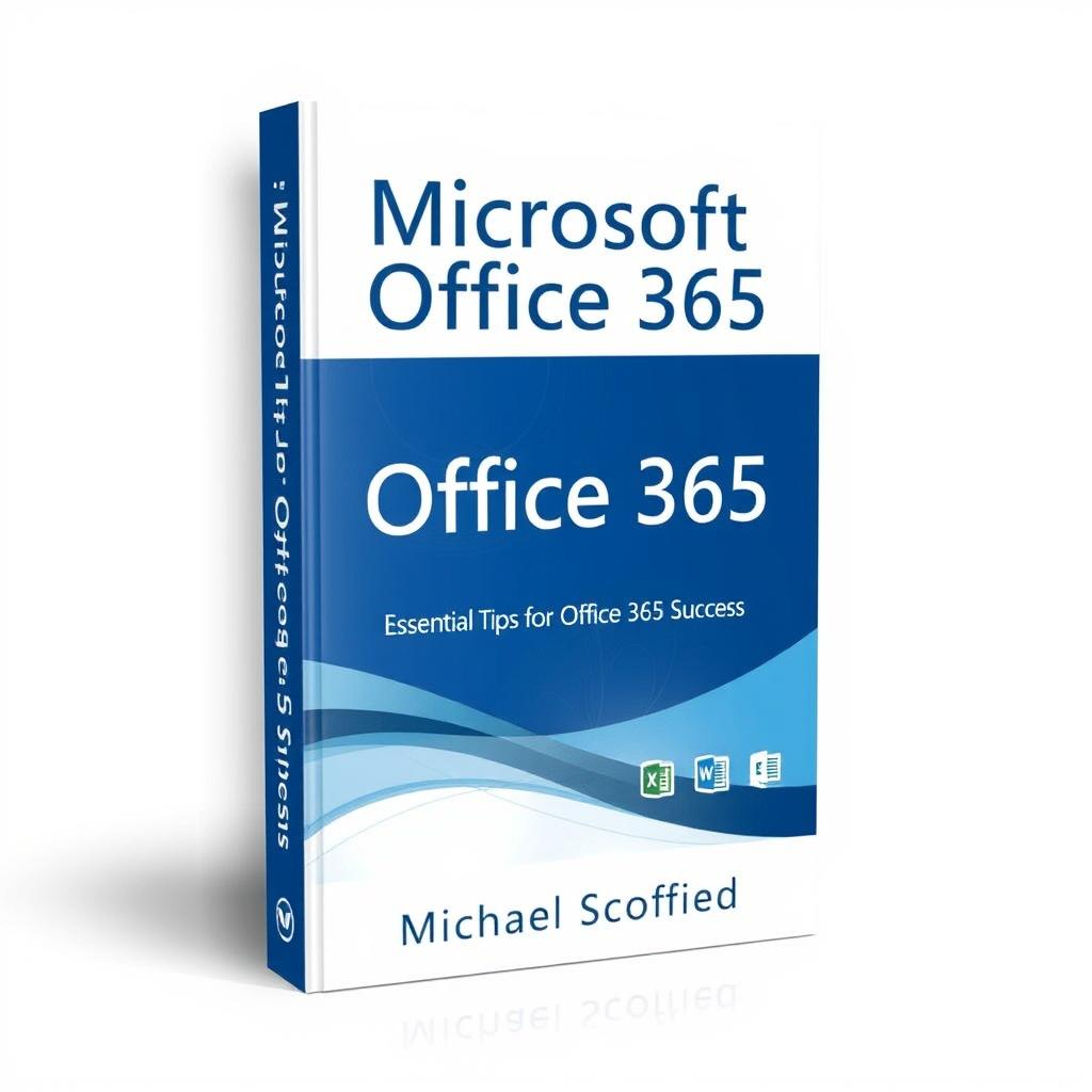 A modern and sleek book cover design for 'Microsoft Office 365: Essential Tips for Office 365 Success' by Michael Scofield
