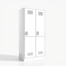 A visually striking side view of a white locker set against a clean and minimalistic background