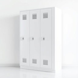 A visually striking side view of a white locker set against a clean and minimalistic background