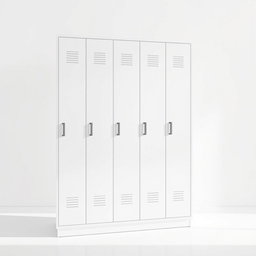 A visually striking side view of a white locker set against a clean and minimalistic background