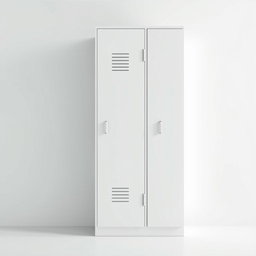 A visually striking side view of a white locker set against a clean and minimalistic background, similar to the third reference provided