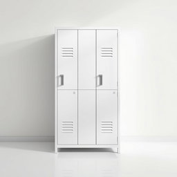 A visually striking side view of a white locker set against a clean and minimalistic background, similar to the third reference provided