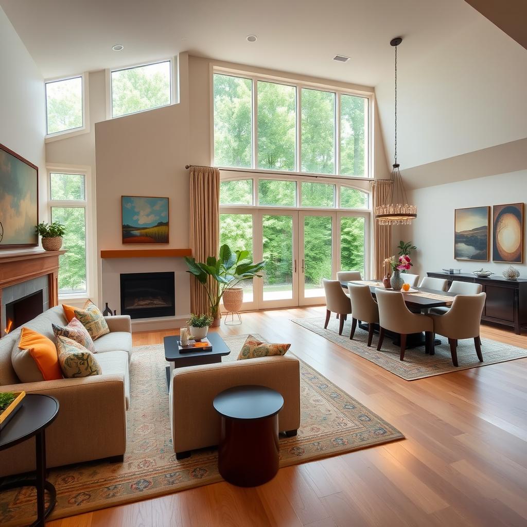 Cozy Elegance: Living Room Meets Dining Area