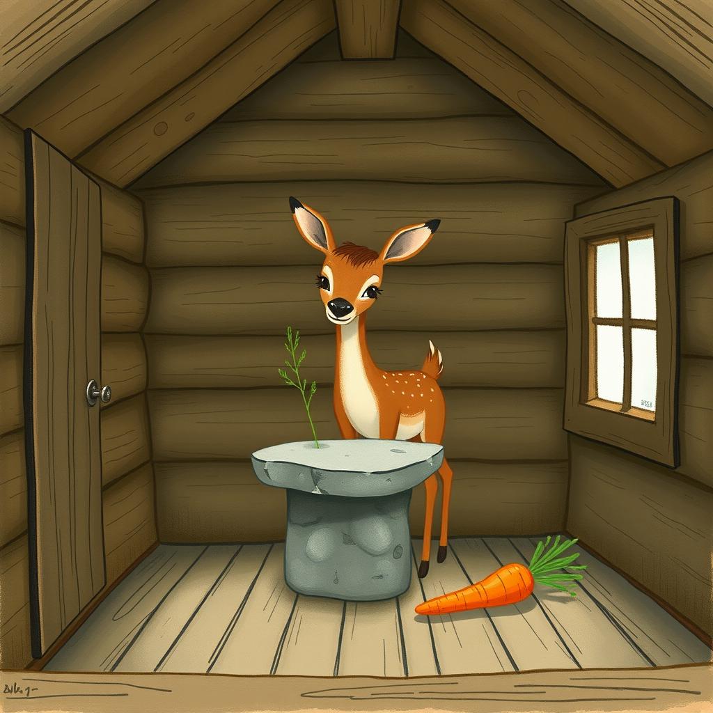 Captivating Fawn: A Serene Cabin Moment