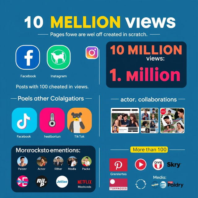 A visually striking infographic summarizing key social media achievements