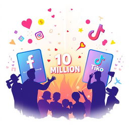 A dynamic visual representation of social media success, showcasing the vibrant platforms of Facebook, Instagram, and TikTok