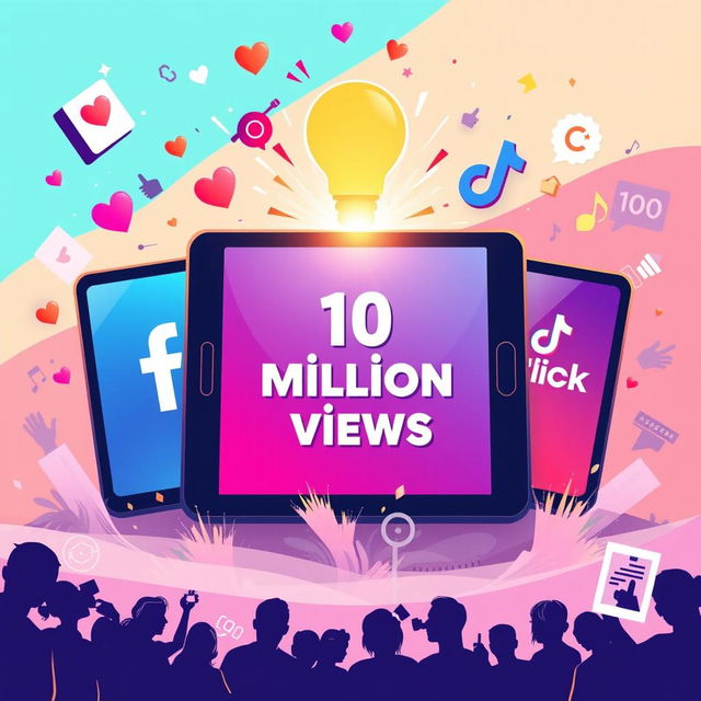 A dynamic visual representation of social media success, showcasing the vibrant platforms of Facebook, Instagram, and TikTok