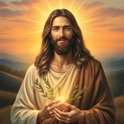 A serene and powerful depiction of Jesus Christ, radiating kindness and compassion