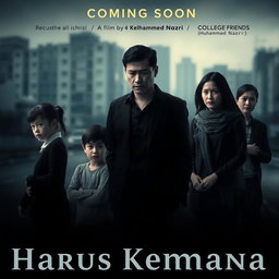 A dramatic film poster titled 'Harus Kemana' featuring a moody and emotional design that captures the theme of family loss due to divorce