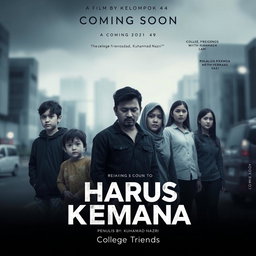 A dramatic film poster titled 'Harus Kemana' featuring a moody and emotional design that captures the theme of family loss due to divorce
