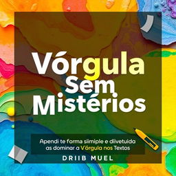 A modern and impactful eBook cover design for the title: 'Vírgula Sem Mistérios: Aprenda de Forma Simples e Divertida a Dominar a Vírgula nos Textos'