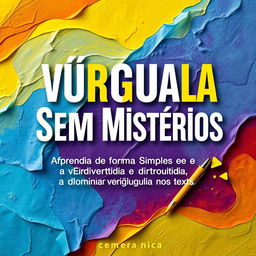 A modern and impactful eBook cover design for the title: 'Vírgula Sem Mistérios: Aprenda de Forma Simples e Divertida a Dominar a Vírgula nos Textos'
