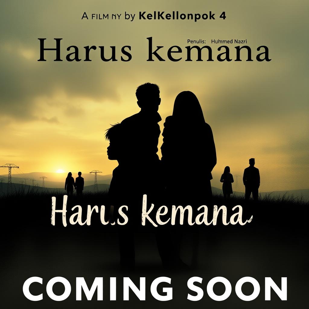 A dramatic and emotional movie poster for a film titled 'Harus kemana'